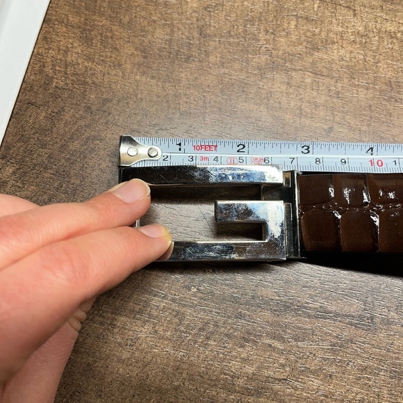 Croc Pattern Embossed Belts Bonded Leather Belt G Buckle - Picture 10 of 10